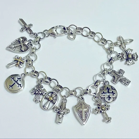 RETIRED Brighton Sanctum 13 Cross Charm Bracelet - Picture 1 of 3